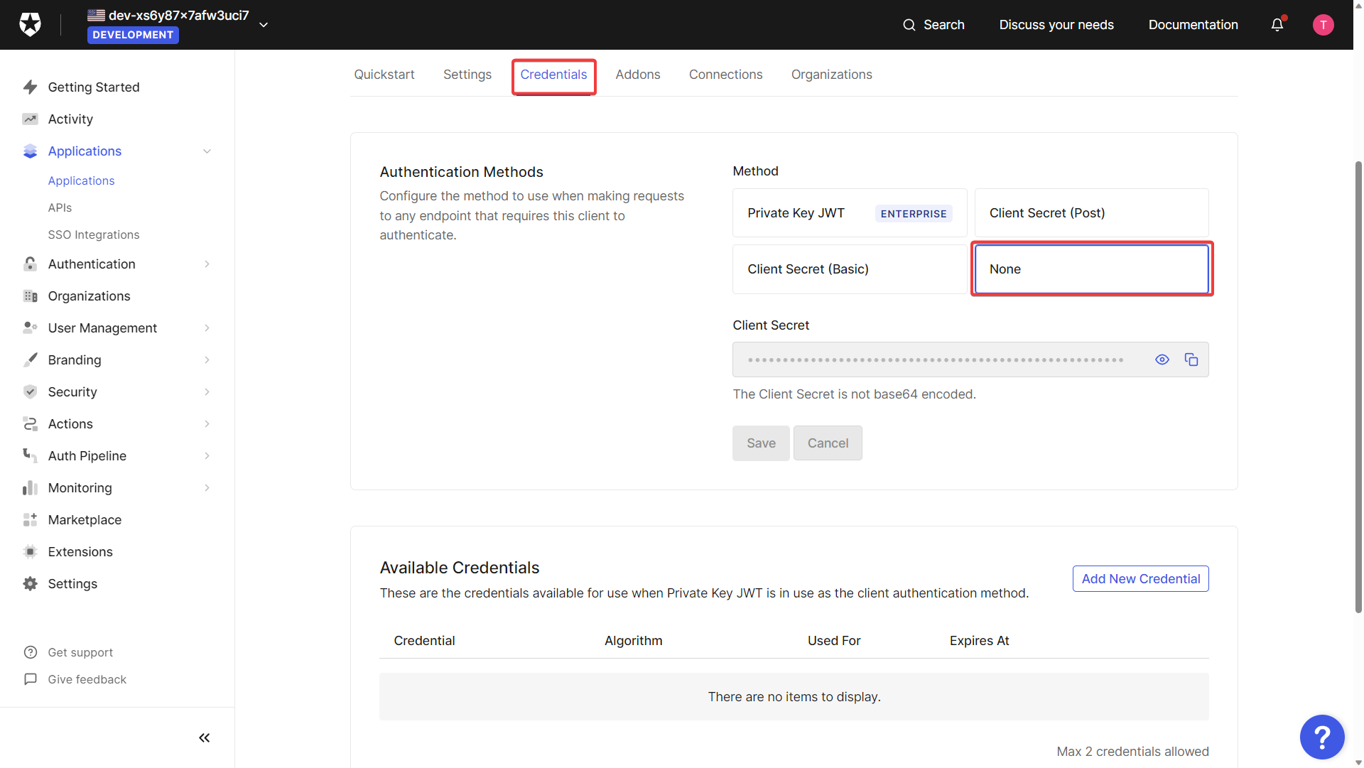 &nbsp; Ensure Token Endpoint Authentication Method is set toNone.&nbsp;&nbsp;