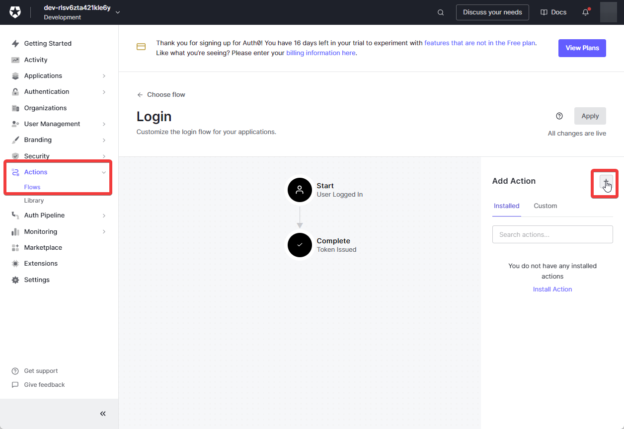 Create a new Custom Action.
