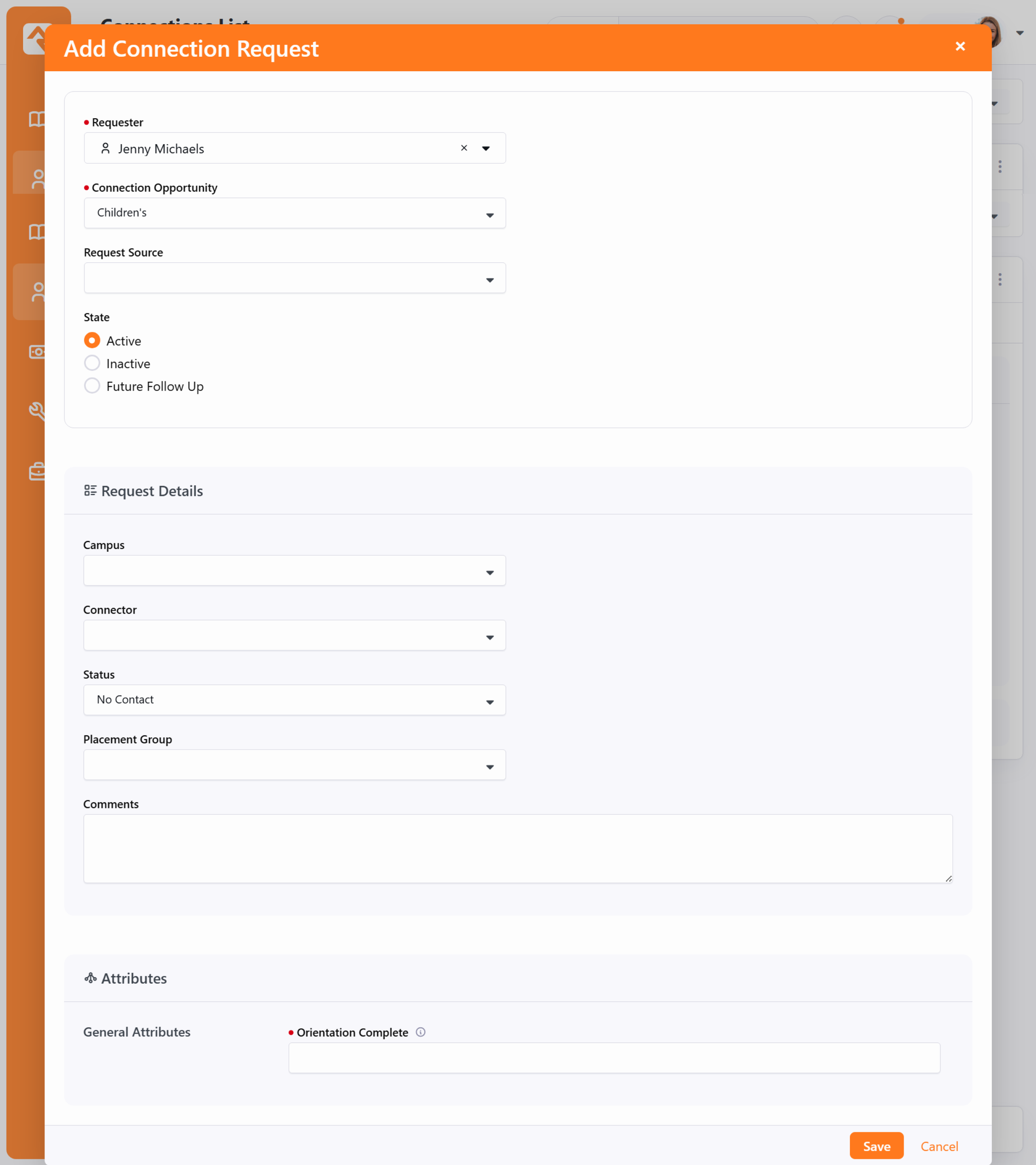 Add Connection Request Screen