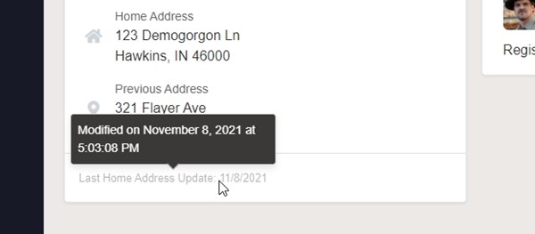 Home address last modified date screenshot